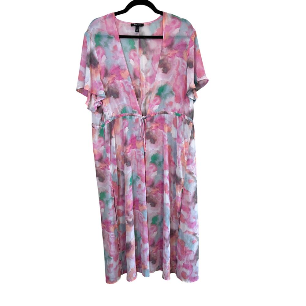 Torrid swim cover up shawl pink tie dye 2